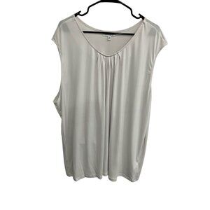 Serengeti Womens Plus Size V Neck Pleated Blouse 4X Polyester Spandex White Top